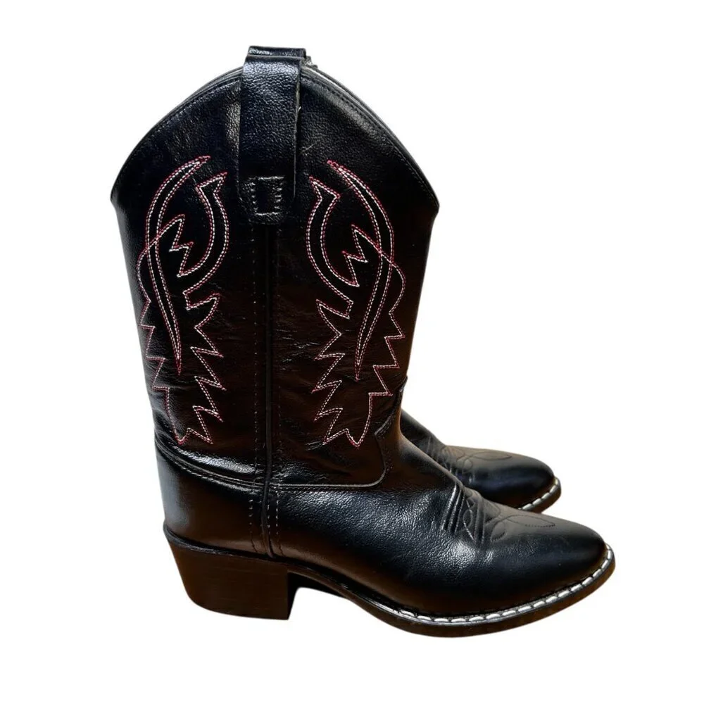 Old West 8110 Size 030 Child Cushion Comfort Cowboy Boots Black